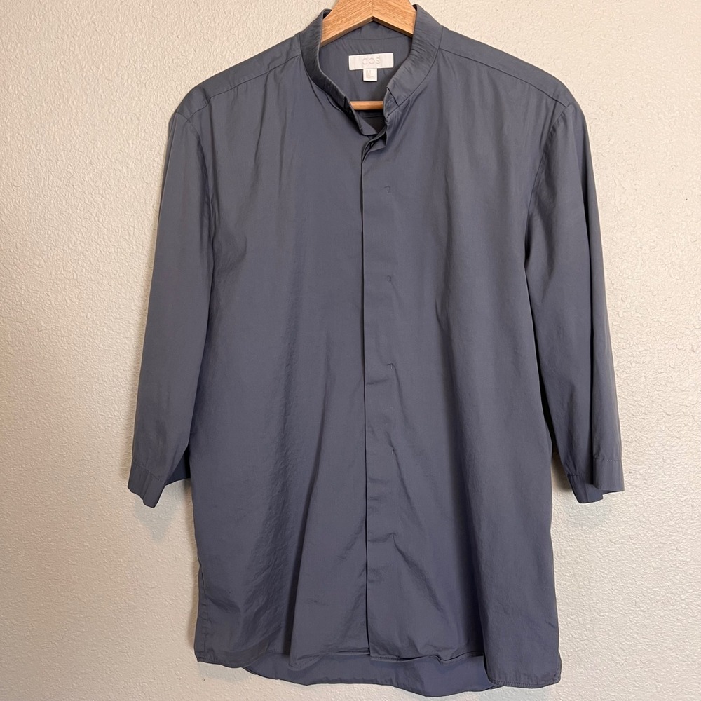 COS Collection of Style Mandarin Collar 3/4 Sleeve Button Up Shirt‎ Gray Size S